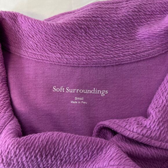 Soft Surroundings Purple Wide Collar Long Sleeve Shirt Size Small Women’s - Picture 7 of 12